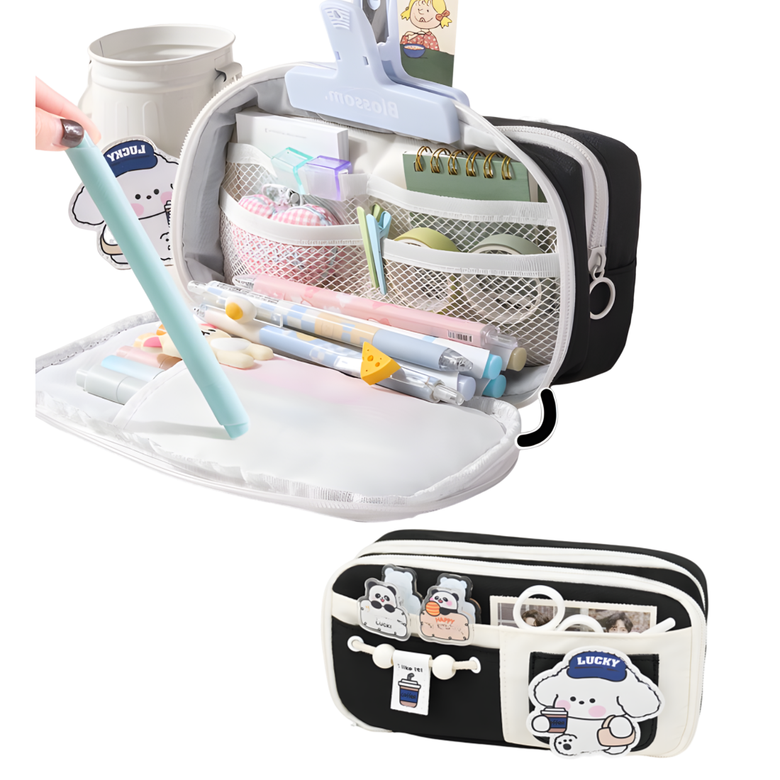 BDYP 가벼운 대용량 필통 패브릭 펜 파우치, 1개, 블랙 10,900원