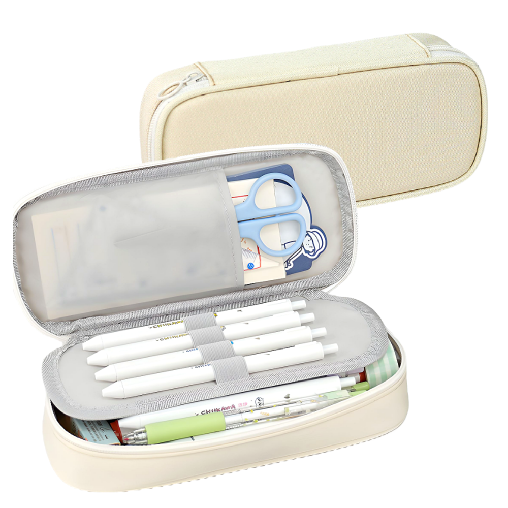 BDYP 가벼운 대용량 무지 필통 패브릭 펜 파우치, 1개, 베이지 8,500원