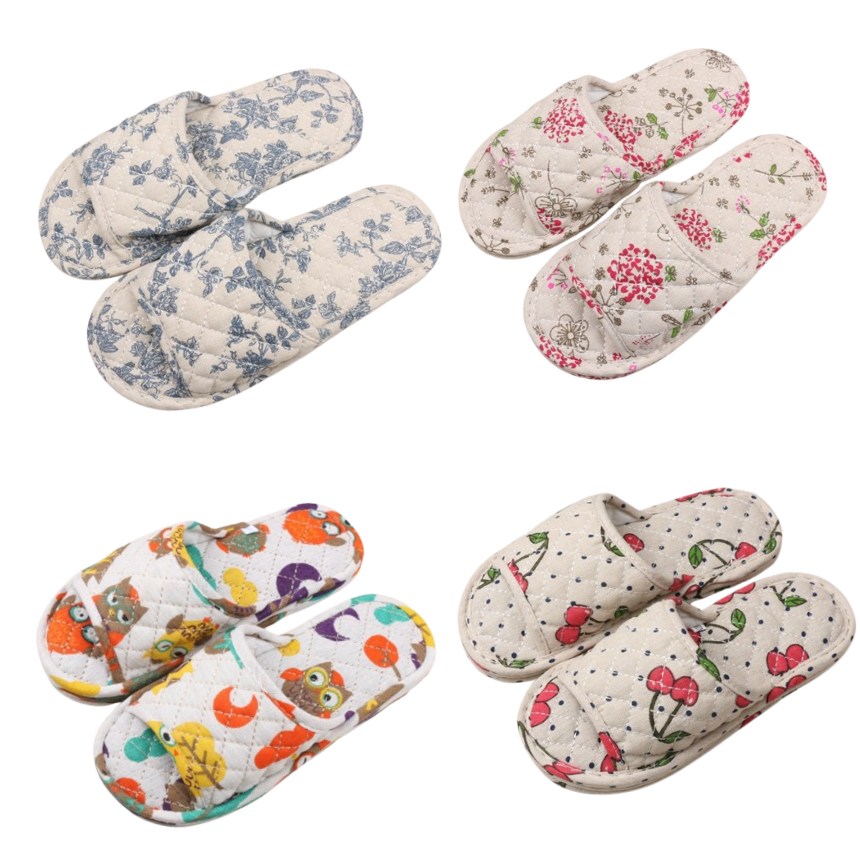 마이홈리빙 4개입 푹신한 3중쿠션 플라워 면실내화 퀼트 거실화 면슬리퍼 17,500원