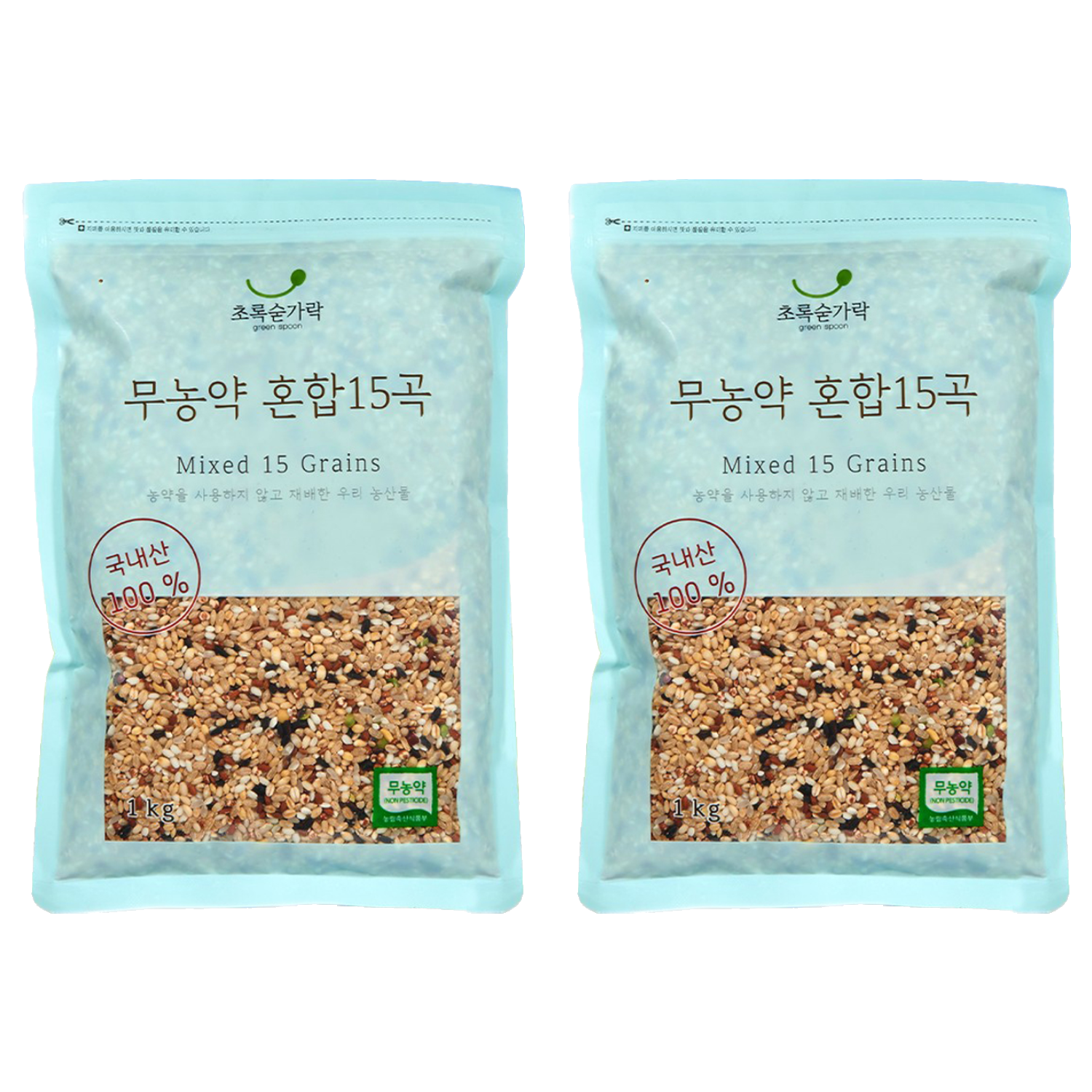 초록숟가락 무농약 혼합15곡, 1kg, 2개 20,800원