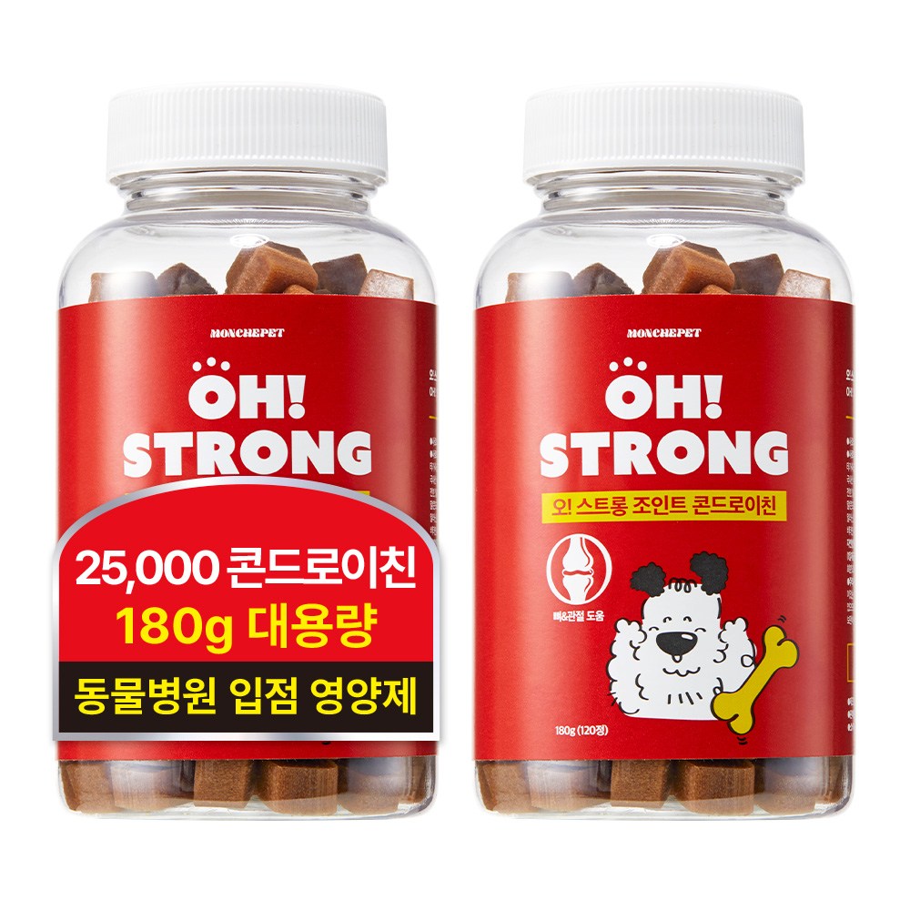 [180g/동물병원 입점] 몽셰펫 강아지 관절 슬개골 트릿 영양제, 2개, 뼈/관절강화, 120정 40,600원