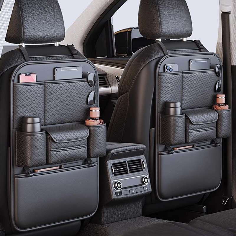 CABULE 자동차 시트 수납포켓 뒷좌석수납 고급 가죽 다용도 차량용수납포켓 차량수납포켓, 블랙 25,800원