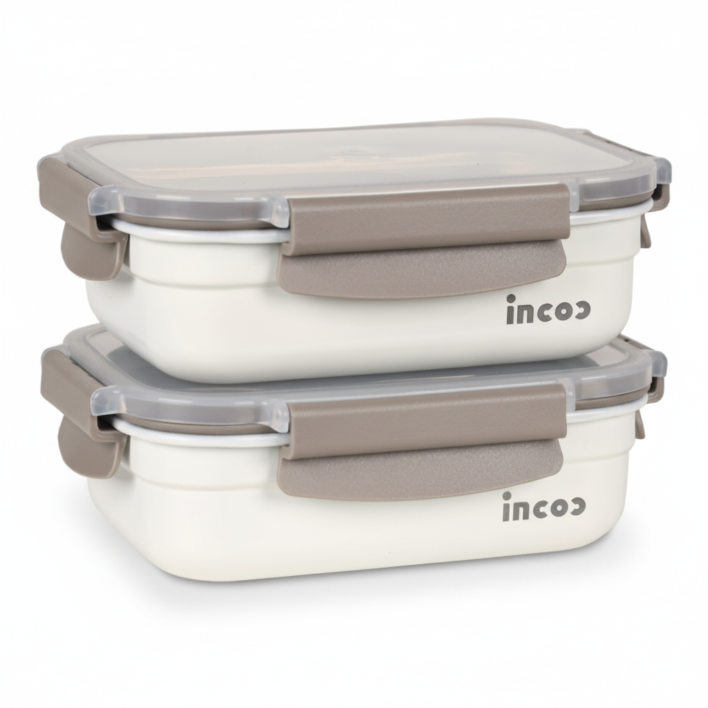인콕 스텐콕 크림 스텐밀폐용기 직사각 4호, 850ml, 2개 23,300원