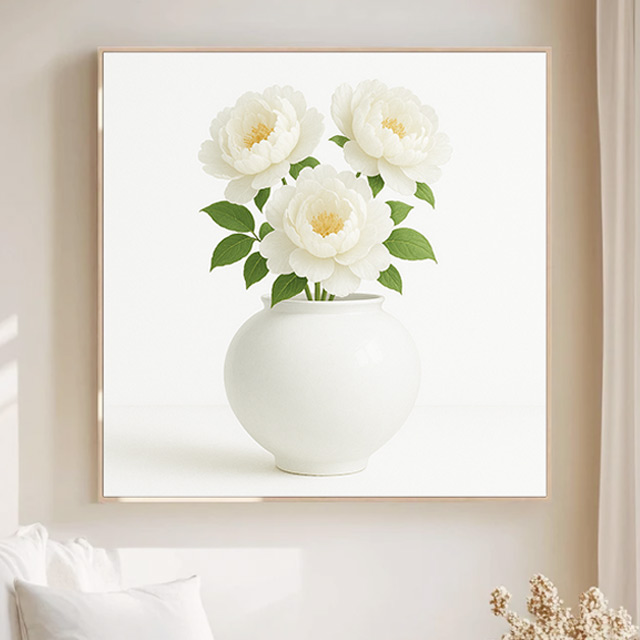[하루애디자인] 복들어오는 목단 감성 달항아리 인테리어 그림 꽃 액자 거실 풍수 카페 개업선물 24,900원