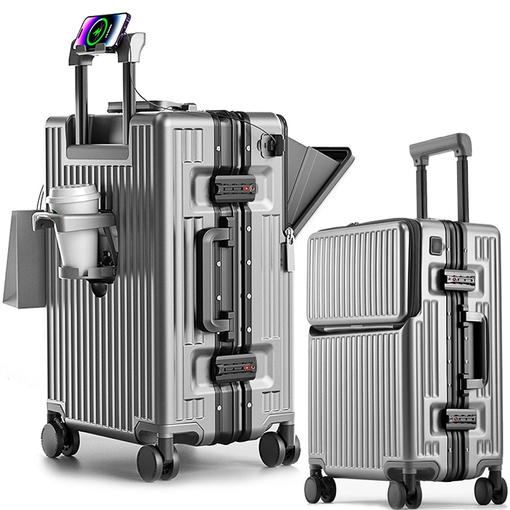 3년AS REGESY 캐리어 알루미늄프레임 경량화 저소음 360도 회전 브레이크 휠 USB 충전포트 컵홀더 핸드폰 거치대 중대형 여행용 기내용 캐리어 89,900원