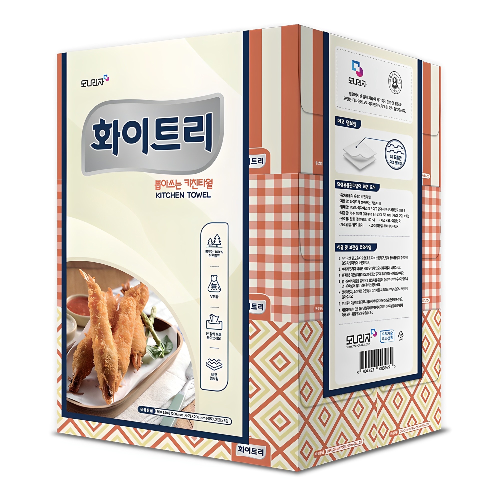 모나리자 화이트리 천연펄프 뽑아쓰는 키친타월, 150개입, 6개 8,900원