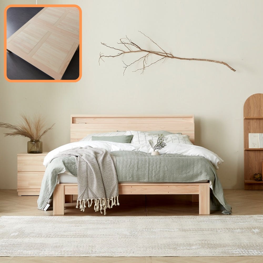 바르숲 고급무절 선반형헤드 평상형 편백나무 통원목 침대 프레임 1,018,000원