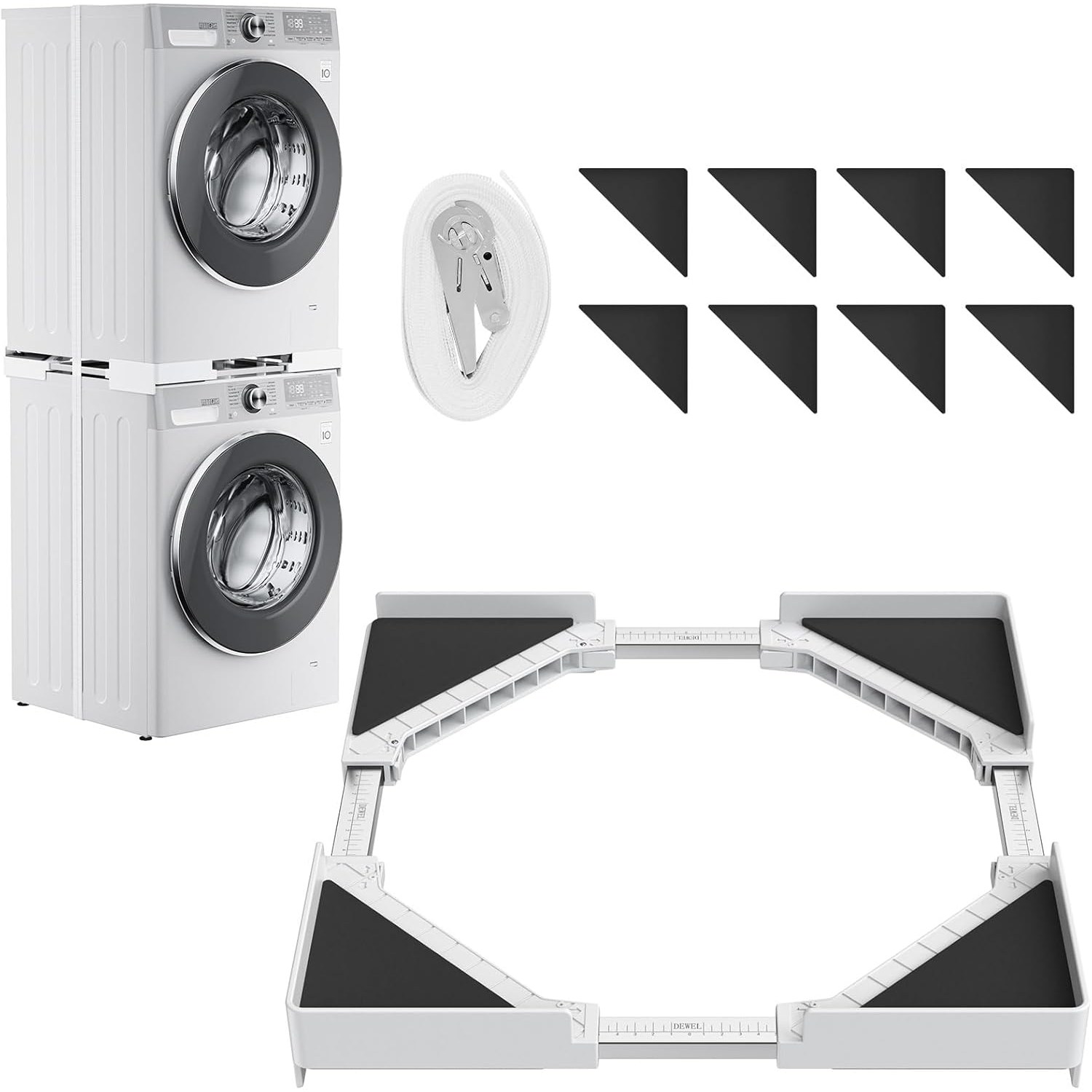 건조기 선반 세탁기 거치대 LG 삼성 드럼 무타공 직렬설치 스태킹 키트, 1개입, J022-JS-XHJ-WH 52,000원