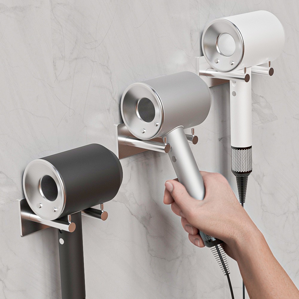 무타공마켓 강력접착 스텐 드라이기거치대, 1개, 드라이기거치대+코드걸이 13,030원