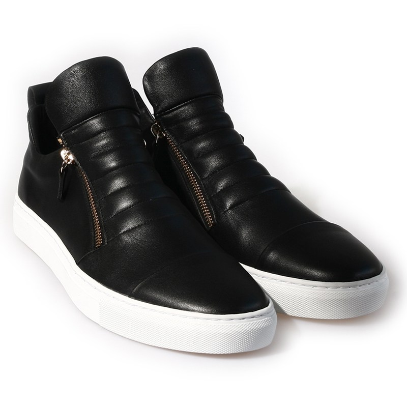 RHJ-57-96-BL 블랙 캐쥬얼 스니커즈 소가죽 남성수제화 반부츠 해피슈즈 198,000원