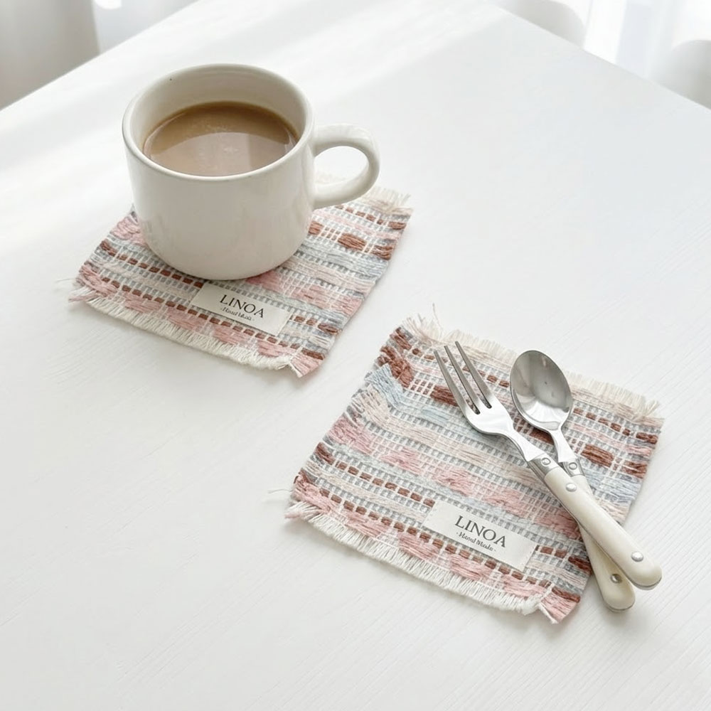 리노아 홈카페 린넨 패브릭 사각 컵받침 소음방지 코스터 2P, 1개, 미드나잇 선셋 10,500원