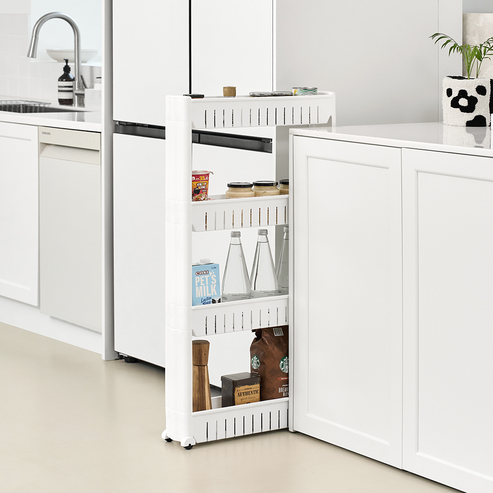 까사마루 이동식 슬림 틈새 선반 4단, 화이트 11,300원