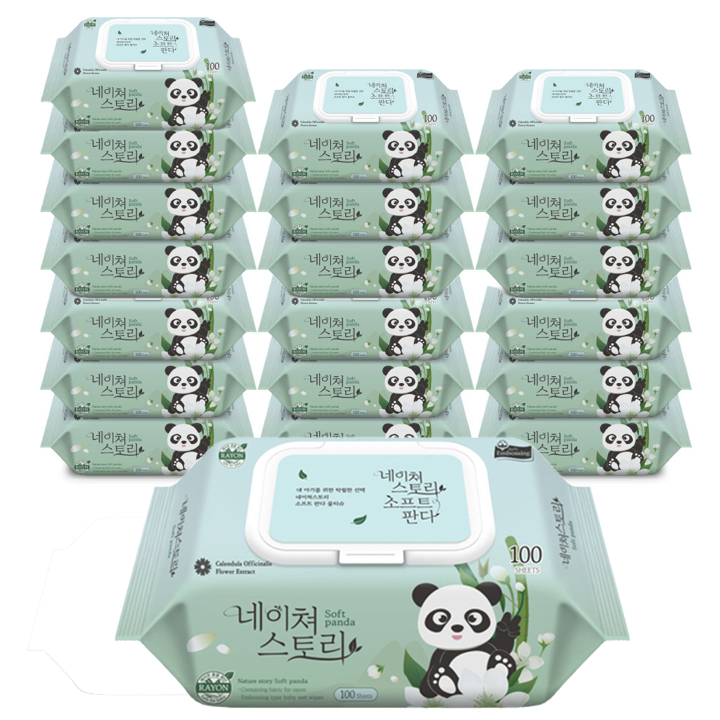 네이쳐스토리 소프트판다 아기물티슈 캡형, 40g, 100매, 20개 21,700원
