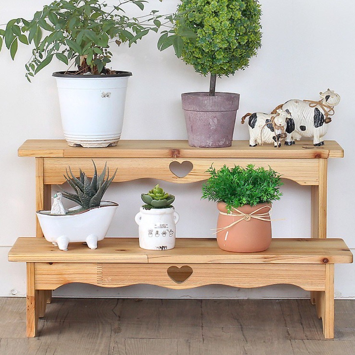 나무다움 원목 계단 화분받침대 화분정리대 인테리어 화분진열대, 내추럴, 1개 39,700원