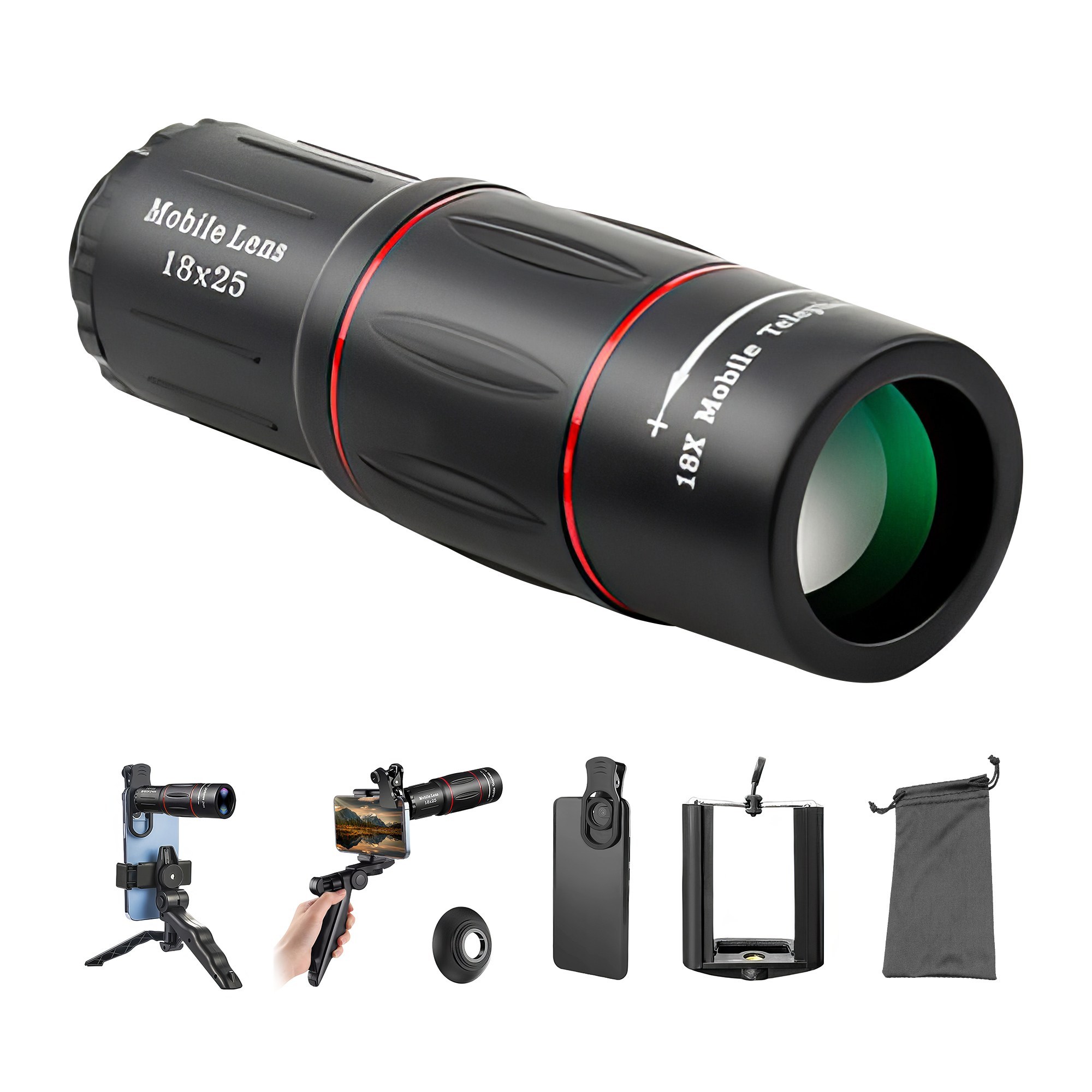 RUN기술 콘서트 휴대폰 망원경 미니 휴대용 고성능 고배율 세트, 현재가 23,610원