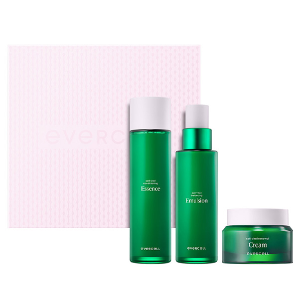 에버셀 셀바이탈 스킨케어 3종 피부줄기세포화장품 기초세트 에센스 에멀전 크림, 1세트 88,000원