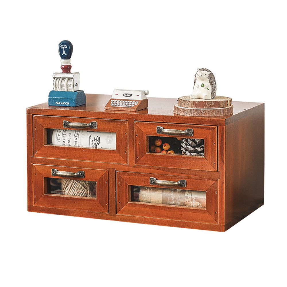 미드센추리 월넛풍 4칸 미니 원목 서랍장 앤틱 굿즈 쇼케이스 28,900원