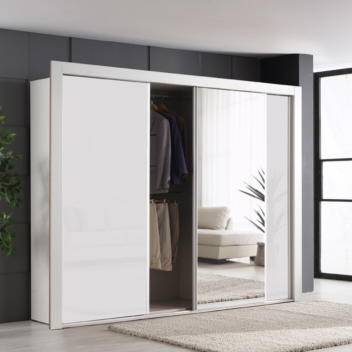 국내제작 직접배송 키높이 클래시 2430mm 슬라이딩 장롱 옷장 이불장 양복장 수납장, 품절8 599,000원