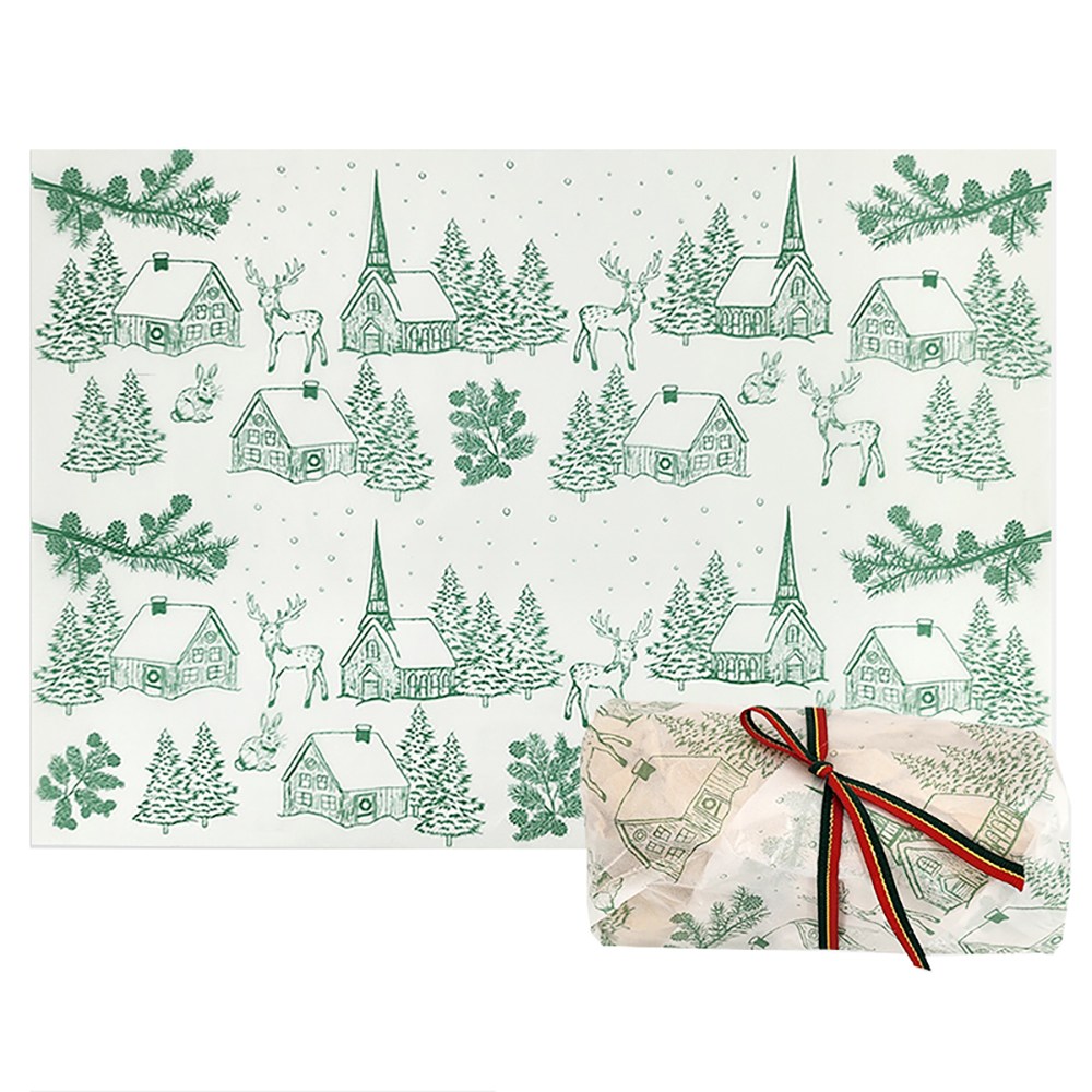 서흥이앤팩 윈터마을 크리스마스 코팅유산지 24x35cm 베이킹포장 식품포장지 쟁반깔지, 1개, 500개 30,000원