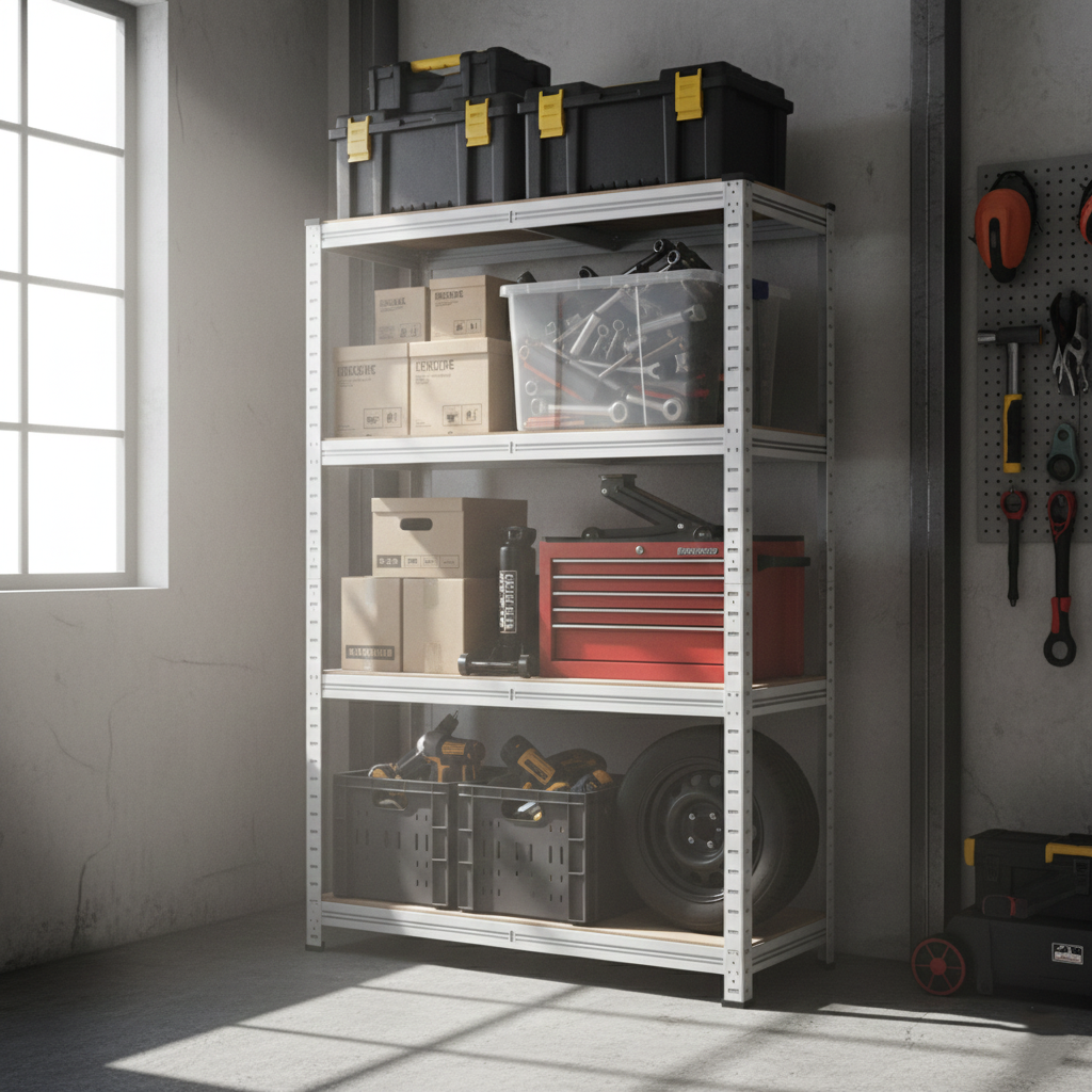 부원진열장 에코랙 무볼트 조립식 철제 앵글 선반, 3단, 화이트 46,400원