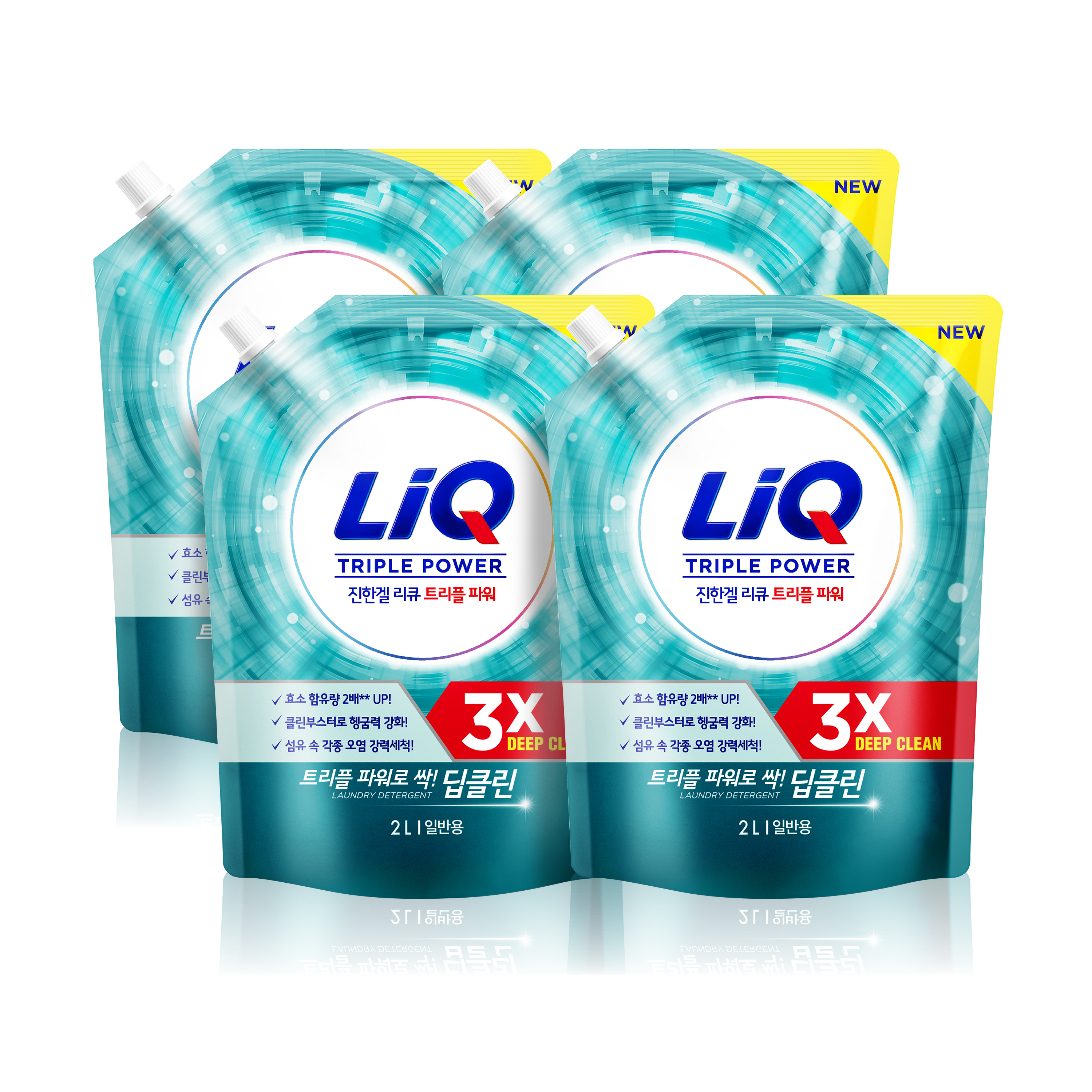 리큐 진한겔 딥클린 트리플파워 일반용 액상세제 리필, 2L, 4개 22,900원