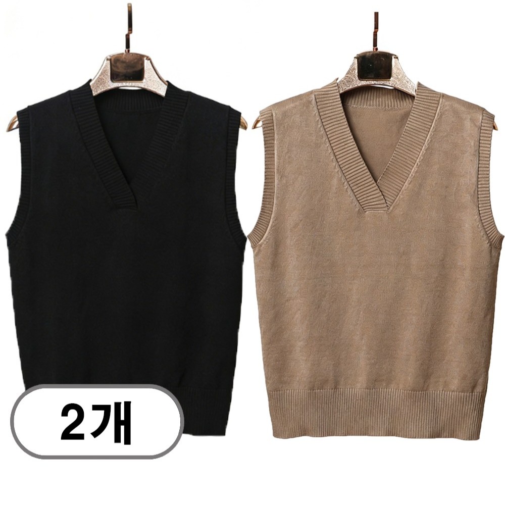 차쿠 여성 브이넥 니트 조끼 베스트 기본 베이직 니트조끼 1+1 29,800원