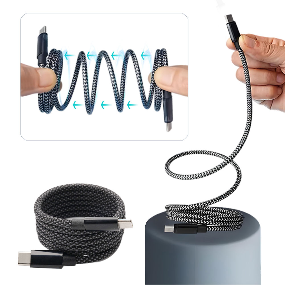 클로버테크 60W 고출력 마그네틱 자석형 손쉬운 정리 C to C 케이블선 1+1, 2개, 블랙, 100cm 15,800원