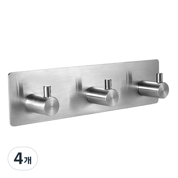 뽀마 스텐리스 다용도 접착식 걸이 3구, 단일색상, 4개 36,000원