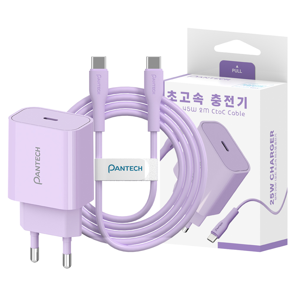 팬택 25W 1포트 파스텔 초고속충전기+ 45W 2m C to C 케이블 세트 7,730원