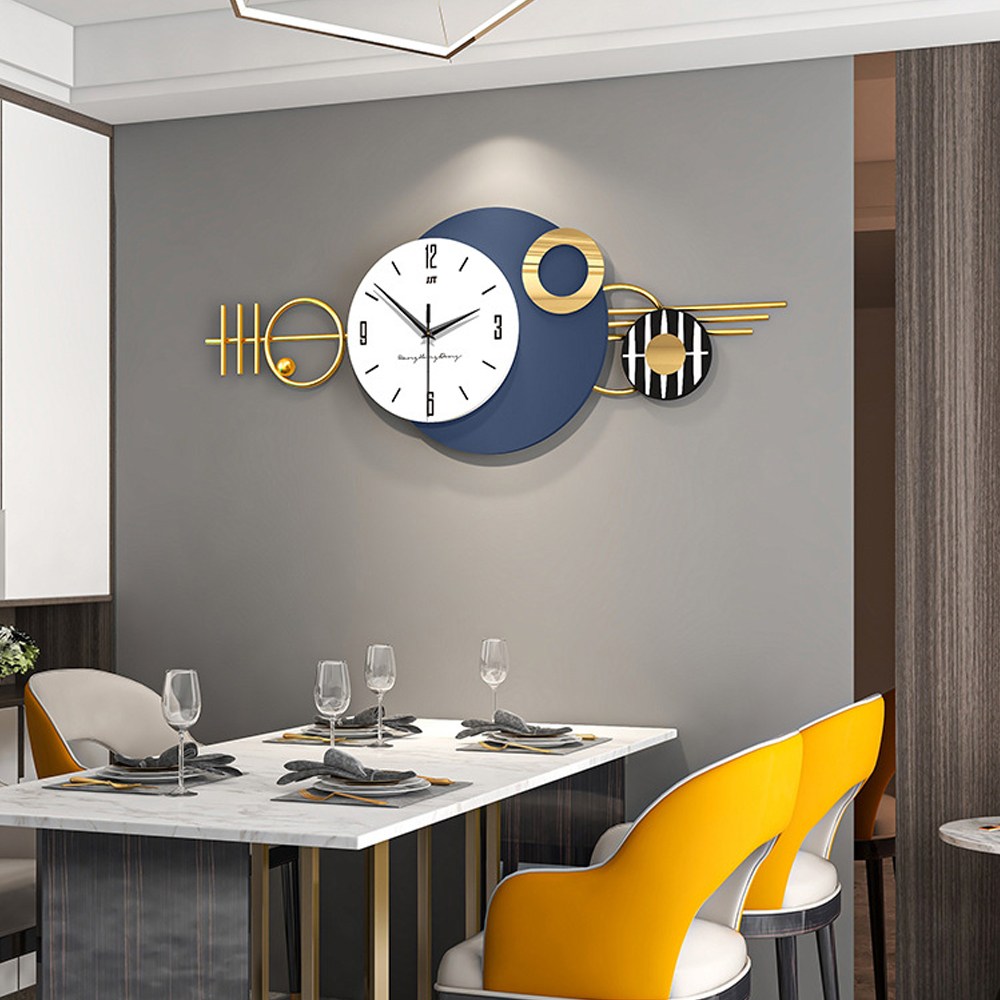 BOYZHE 골드 프레임 북유럽 인테리어 무소음 벽시계 220, 네이비 63,500원