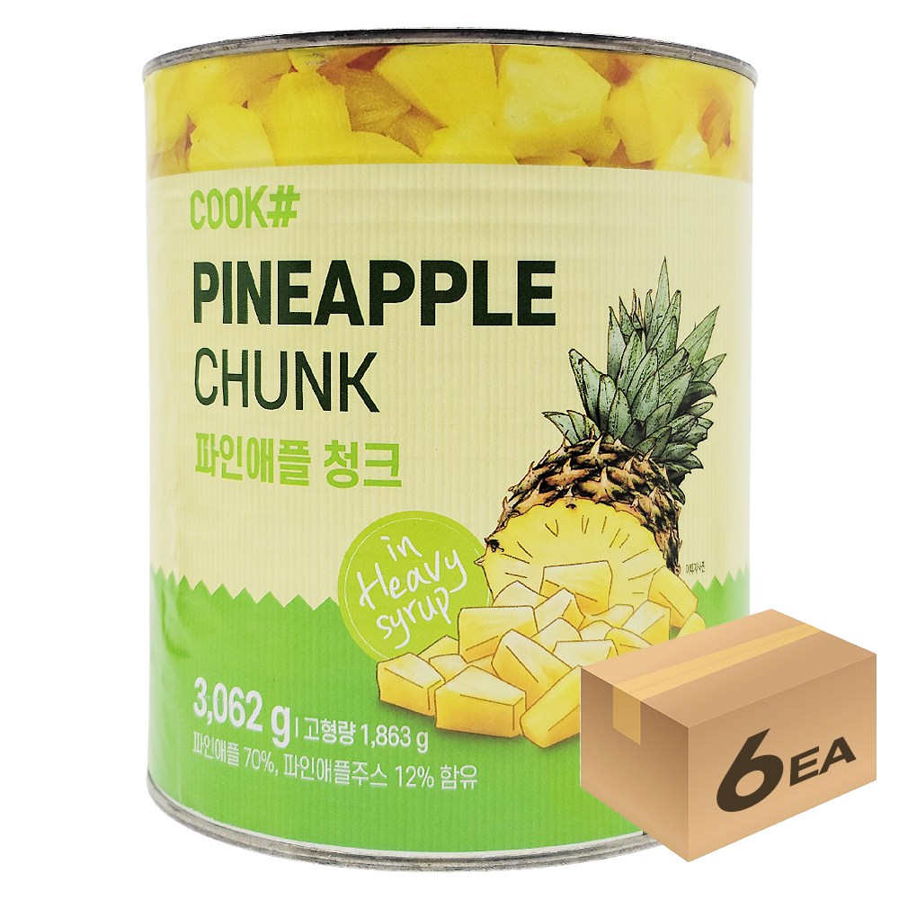 1박스) 쿡샵 업소용필리핀 파인애플 청크 3kg x 6개입 66,400원