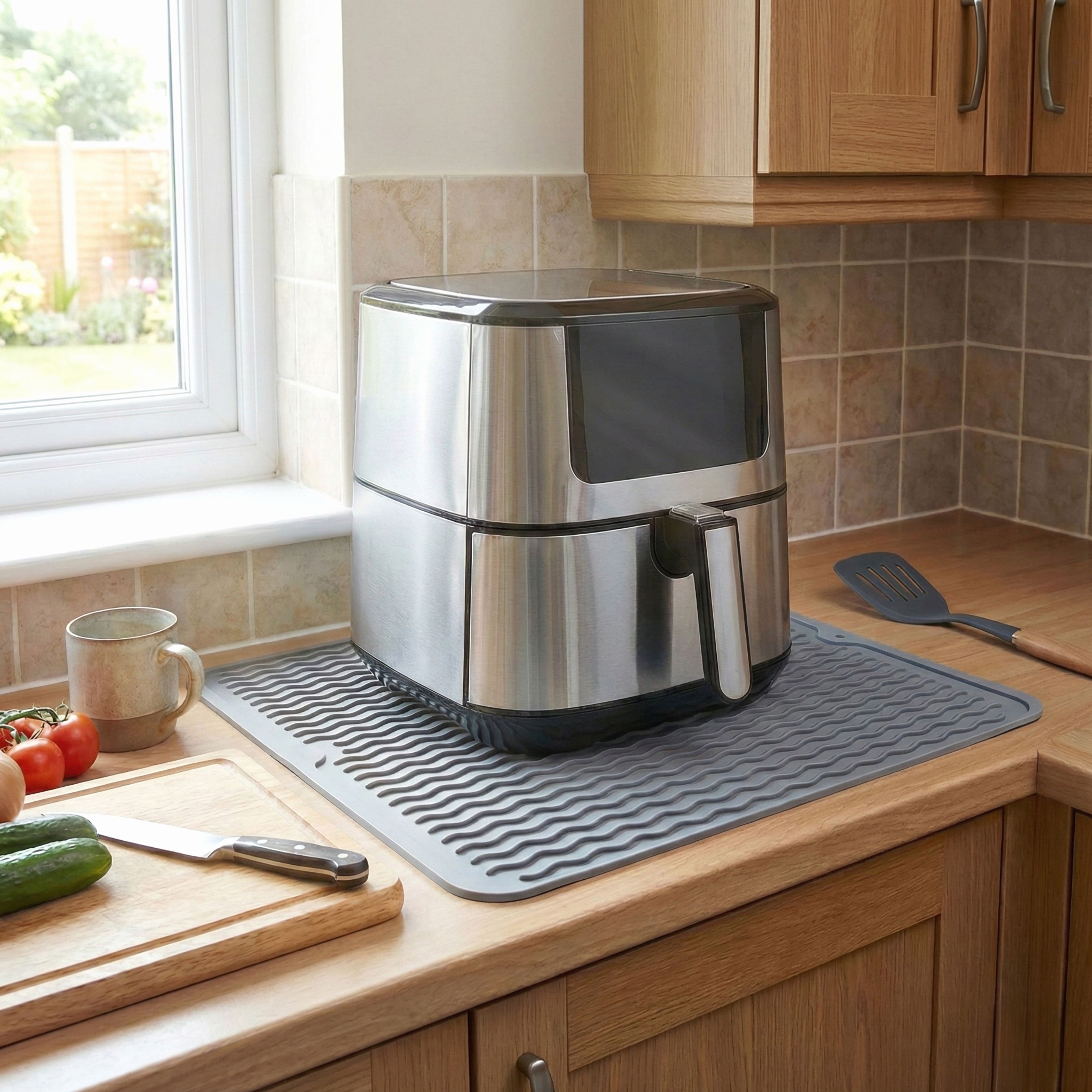 플래틱 에어프라이어 오븐 열차단 실리콘 매트, 그레이, 1개 11,900원