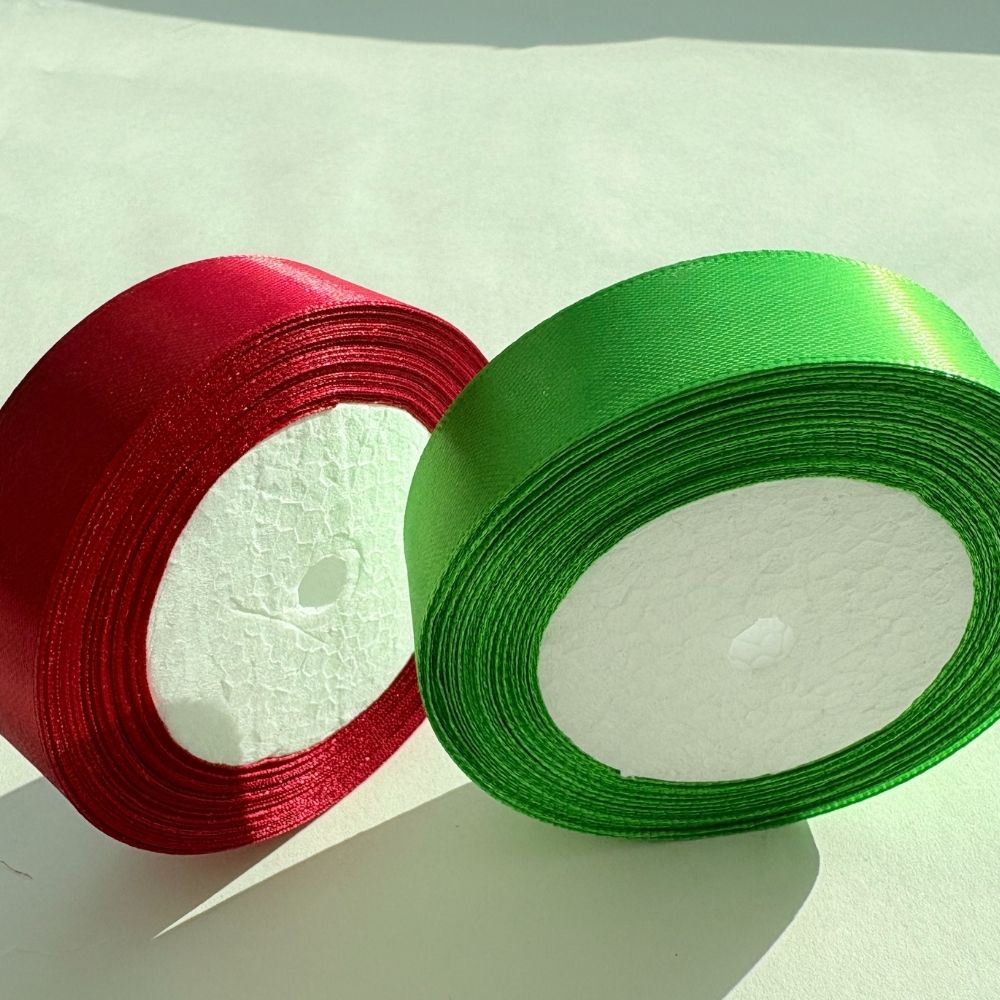 상일상회 크리스마스 리본 선물 포장 끈, 1개, 2.5cm*22m, 와인+그린 6,790원