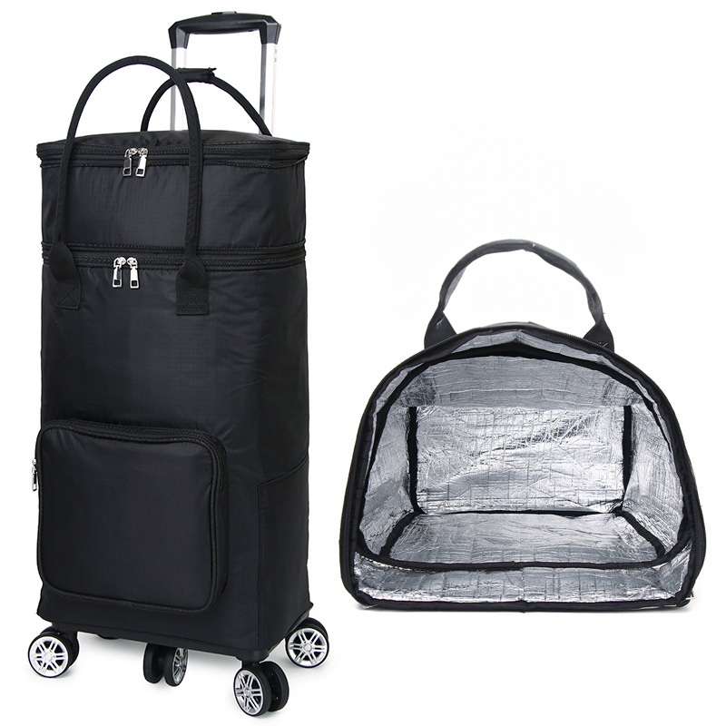 보들램 대용량 보냉 장바구니 캐리어 바퀴달린 시장바구니 무소음 카트, 1개, 확장형 검정 52,800원