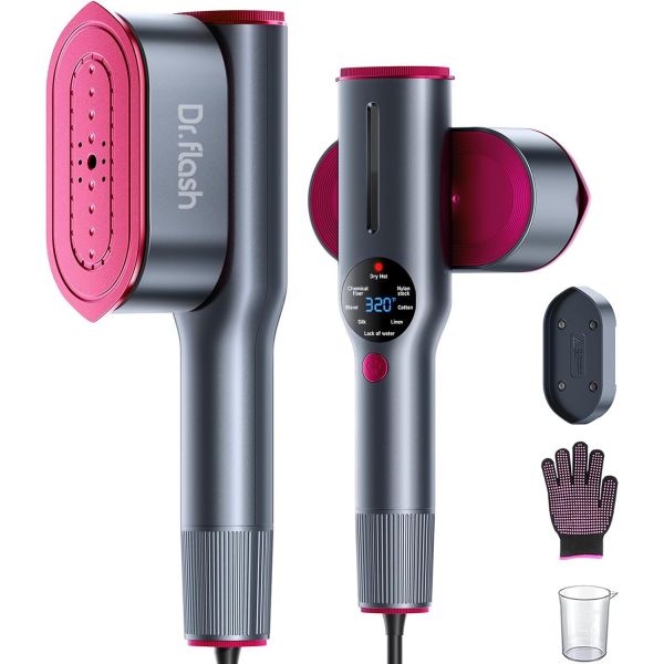 DRFLASH DR플래시 2in1 의류 스티머 겸 다리미 15초 빠른 예열 1200W 휴대용 핸드헬드 여행용 크기 대형 세라믹 히트 패널 주름 제거 110V120V 109,400원