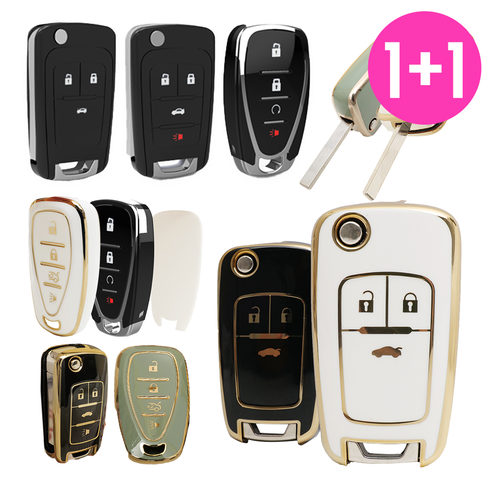 바이어블 1+1 쉐보레 차량용 TPU 스마트키 폴딩키 키케이스 키홀더 / 라세티 트렉스 아베오 알페온 말리부, 화이트골드 9,900원