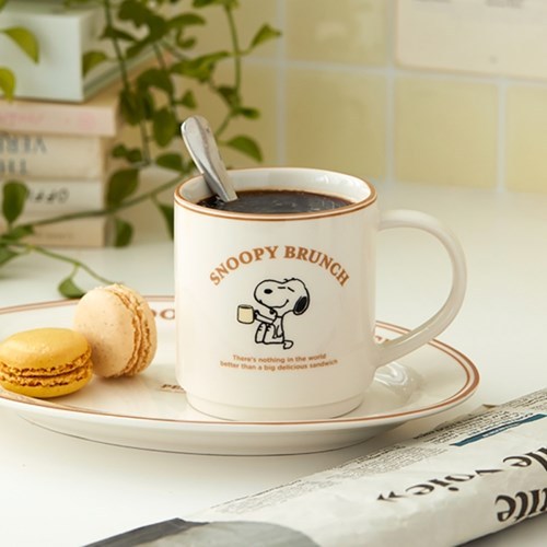 [텐바이텐] 피너츠 스누피 브라운 라인 머그컵, 1개, 화이트 9,500원