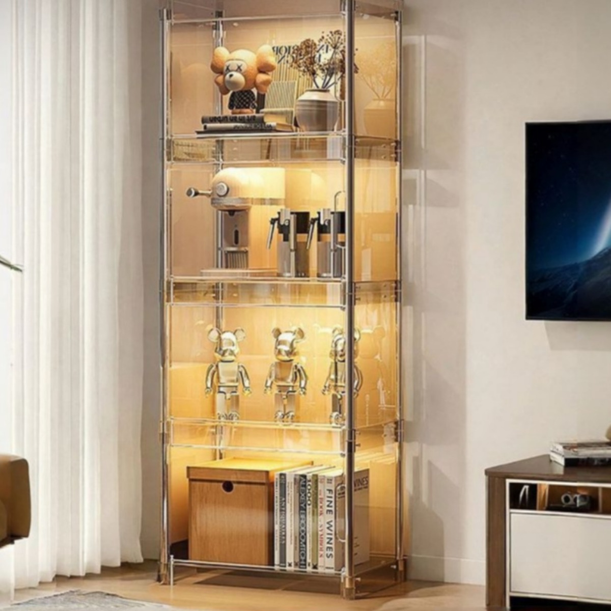 ClariBox 아크릴 피규어 진열장 인형 조명 보관함 LED 리모컨 쇼케이스 전시장 소형 대형, 1개 234,000원