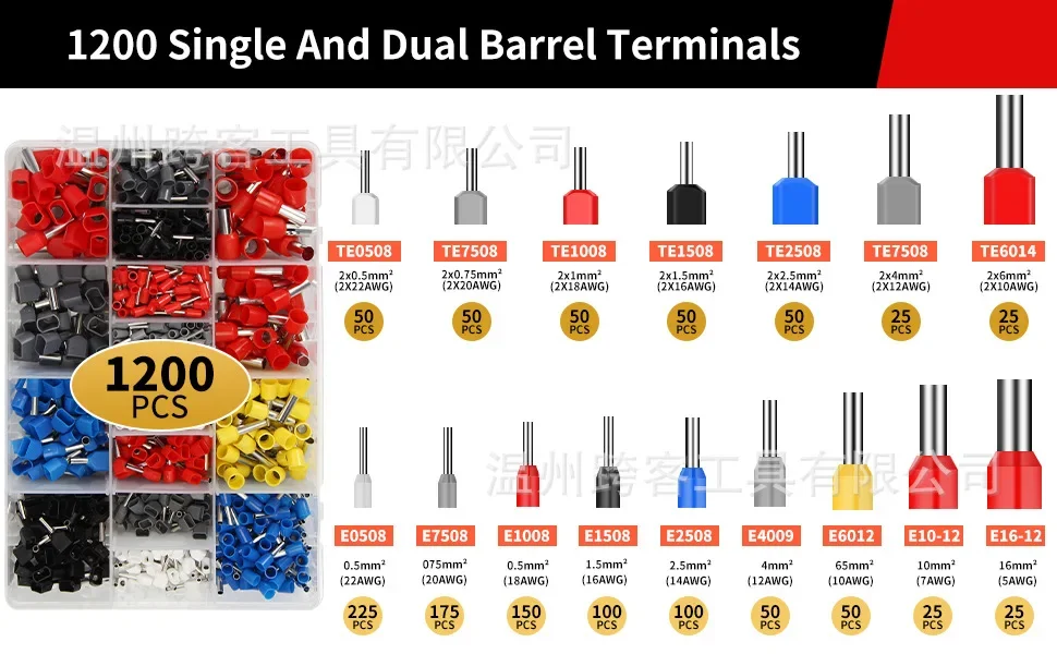 관형 터미널 퍼 키트 0.25-10mm HSC8 6-4 전기 압착 펜치 클램프 세트 와이어 팁 수공구 17,500원