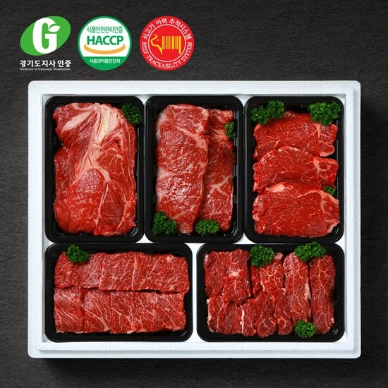 [경기광주축협] G한우 로스구이세트 2.5kg(등심500g채끝500g안심500g특500gX2) 447,200원