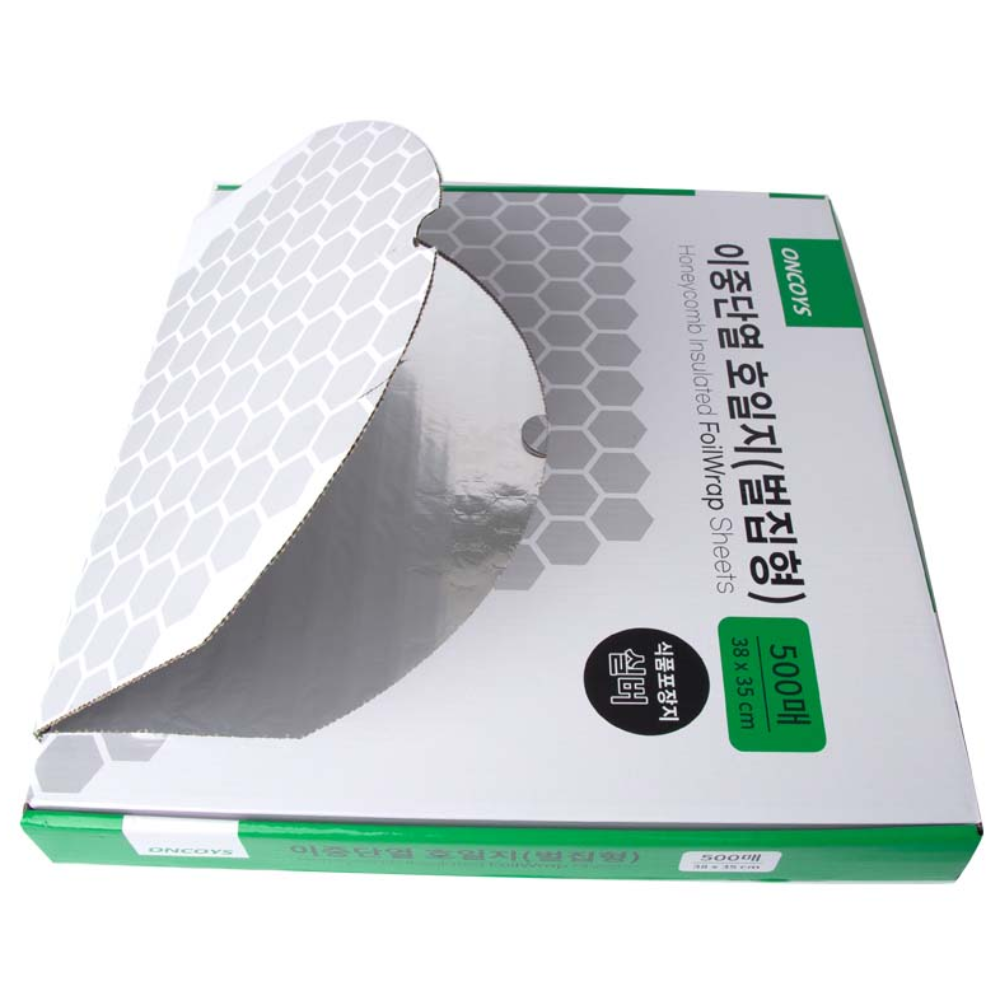 은박 식품포장지 38 X 35 cm 500장 벌집패턴 알루미륨박 종이 양면 햄버거포장지 샌드위치 베이글 김밥, 1개, 500개 53,000원