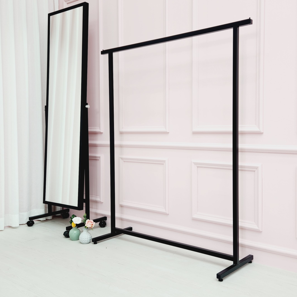 디자인단단 베이직스탠드A 튼튼한 철제 옷가게 스탠드옷걸이 매장행거, 블랙 105,000원