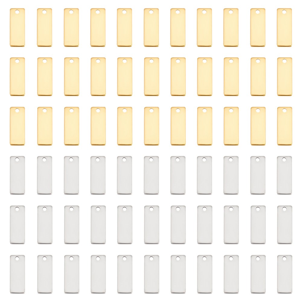 201 스테인리스 스틸 직사각형 펜던트 주얼리 참 혼합색 1.3x0.5x0.05cm 100개 세트 14,590원