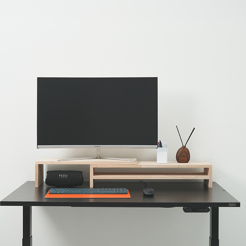 모니터받침대 스탠드 선반 듀얼 컴퓨터 받침 원목 높은 책상 와이드 1단 300 230 80, 1개 52,900원