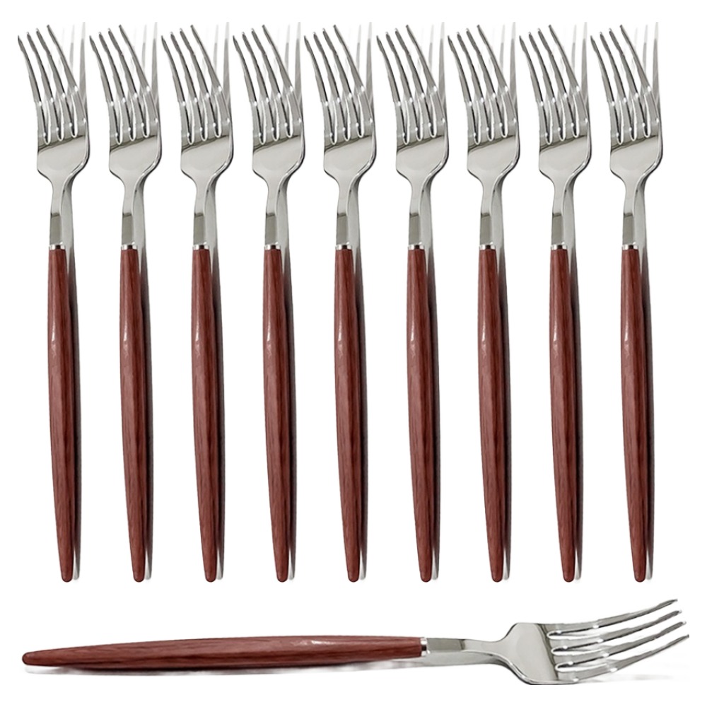 영수산업카멜 우드패턴 핸들 스테인리스 포크, 브라운, 10개 20,600원