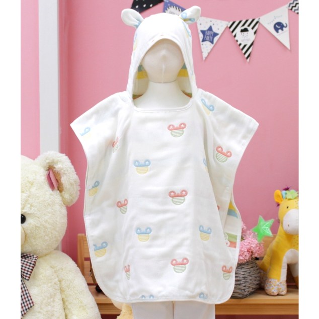 어린이 아동 순면 거즈 6겹 목욕 비치 후드 타올 가운 15,900원