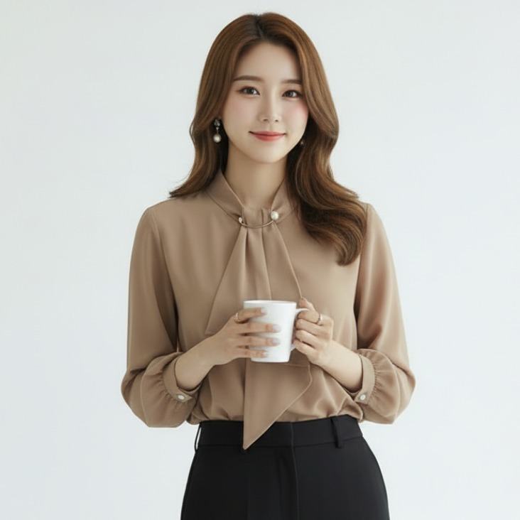 구디프 여성용 베이직핏 쉬폰 데일리 오피스 정장 블라우스, 현재가 24,800원