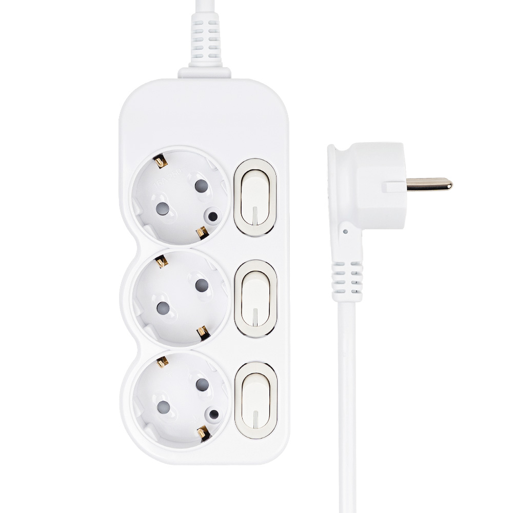 에코파워탭 국내 제조 슬림 개별 스위치 납작 멀티탭 3구 SMC-303C, 화이트, 1개, 3m 16,500원