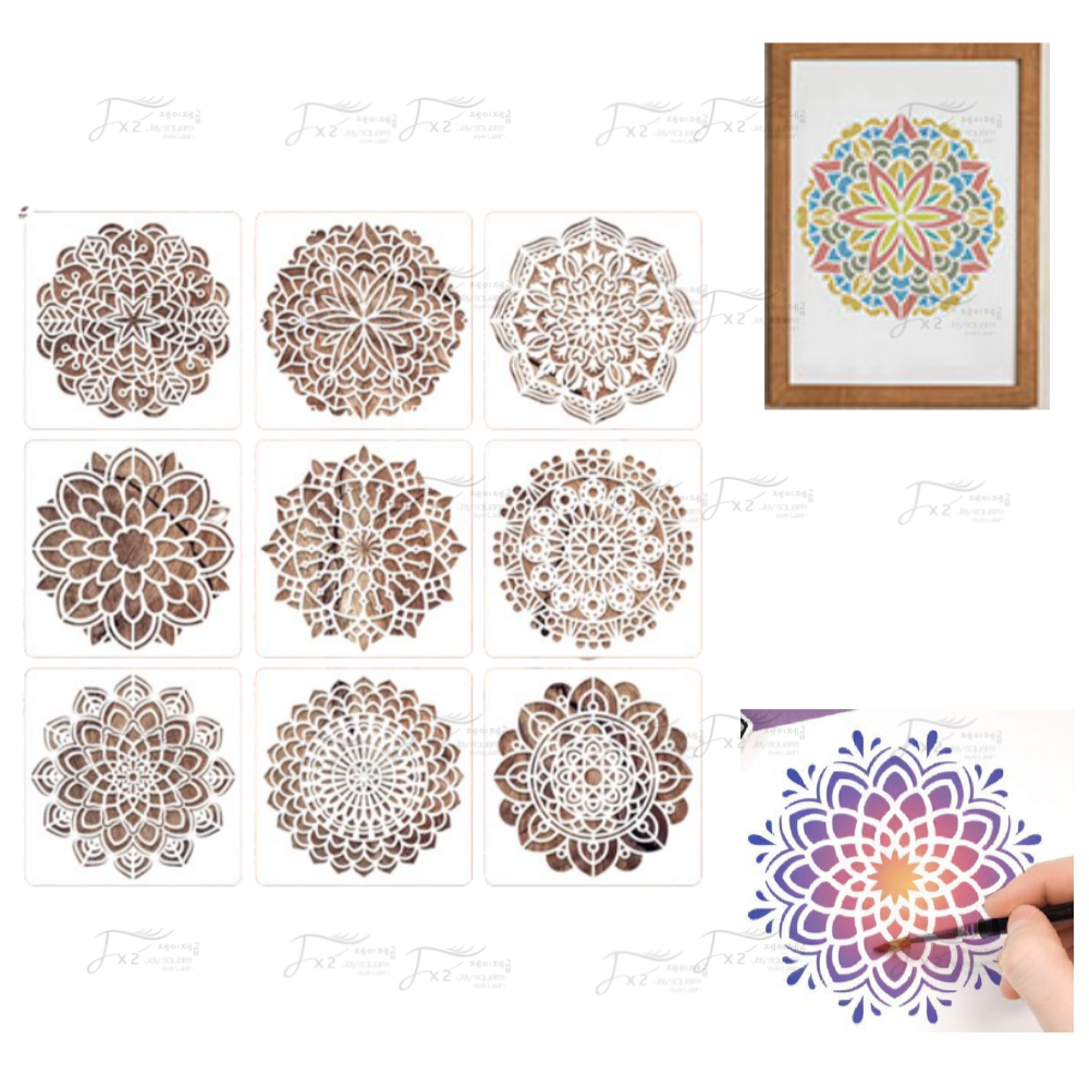 제고비 DIY 인테리어, 홈데코 겸용 힐링 만다라 스텐실 도안, 1개 11,900원