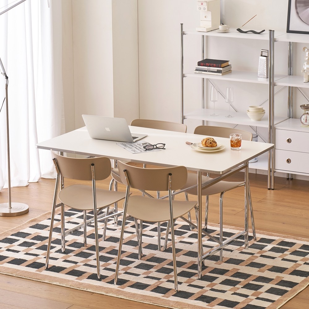 [모던하우스] ON 밀로2.0 미드센추리 다용도 테이블 1400x800+밀로체어 4P 385,000원